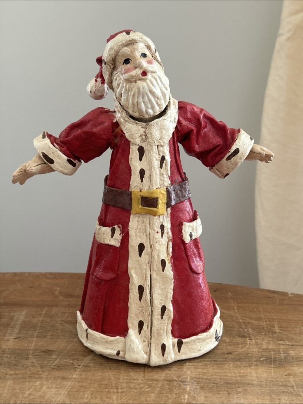 Vintage Inspired Handcrafted Folk Art Paper Mache Santa Claus Decor Christmas